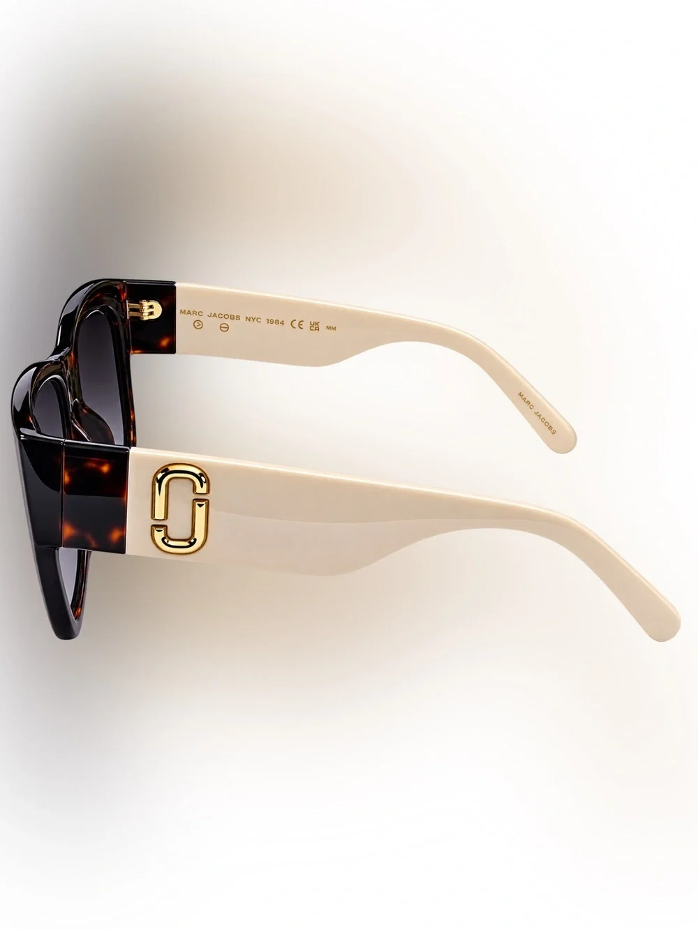 Marc Jacobs MARC 811/S Oversized Square Sunglasses Brown Ivory Gold Logo NEW